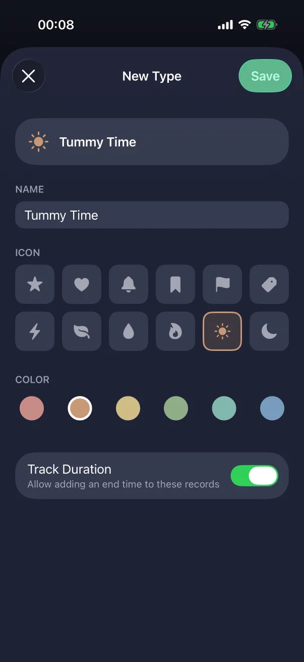 Filled in: name, icon, colour.