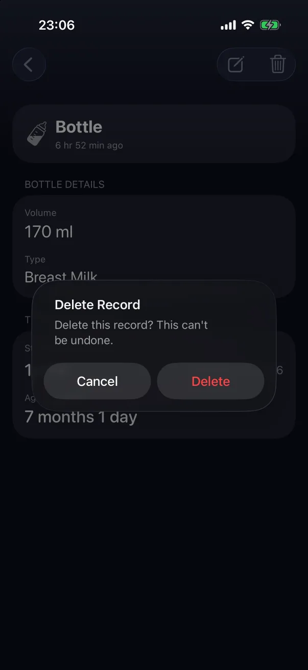 The delete confirmation.