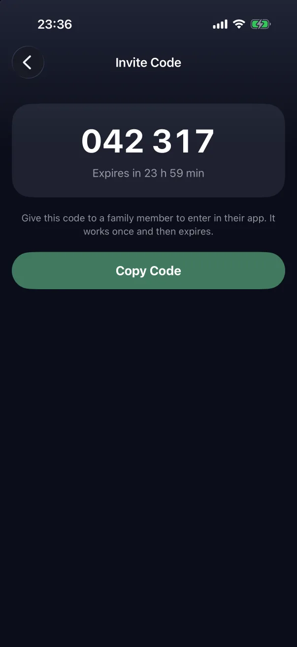 A one-time invite code.