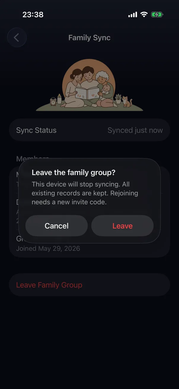 Leaving keeps the records on this device.