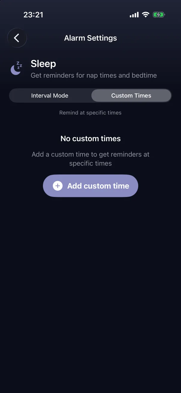 The Custom Times tab.