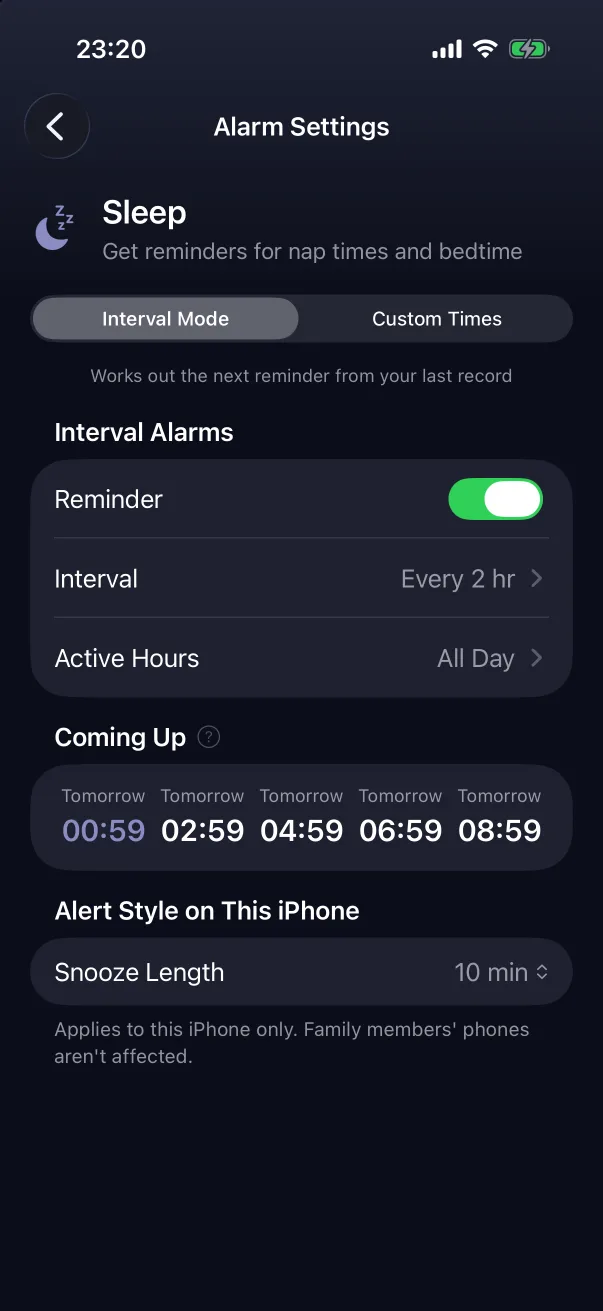 The saved interval.
