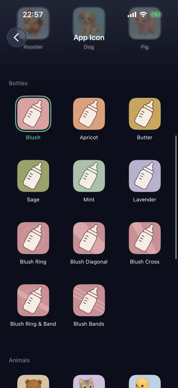 More icons further down.