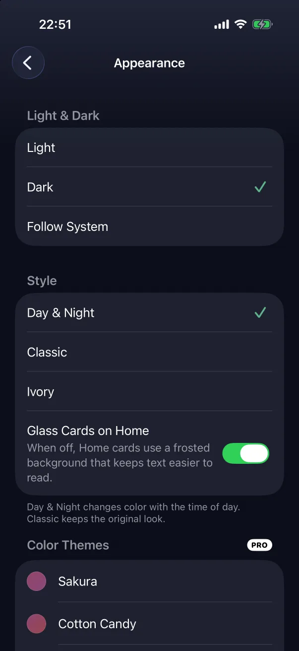 Dark selected.