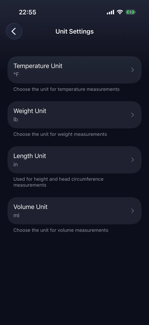 Unit Settings.