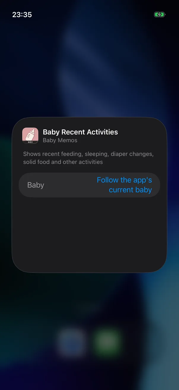 Edit Widget: choose the baby.