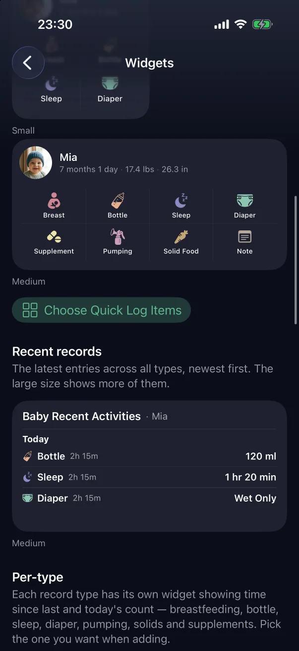 The per-type and recent-records styles.