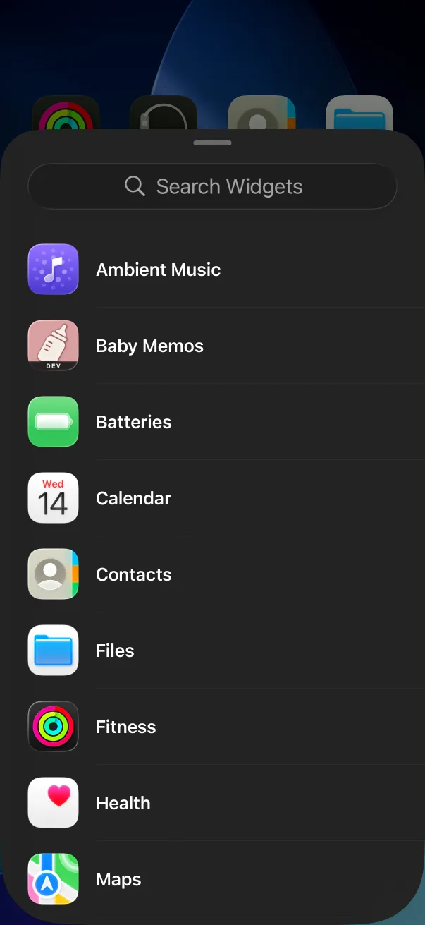 Baby Memos in the widget gallery.
